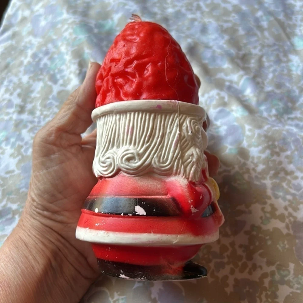 Santa Claus Vintage Plastic Figurines with Candle Hats